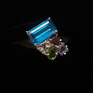 925 Sterling Silver Ring 4 Stones Size 7.75 New